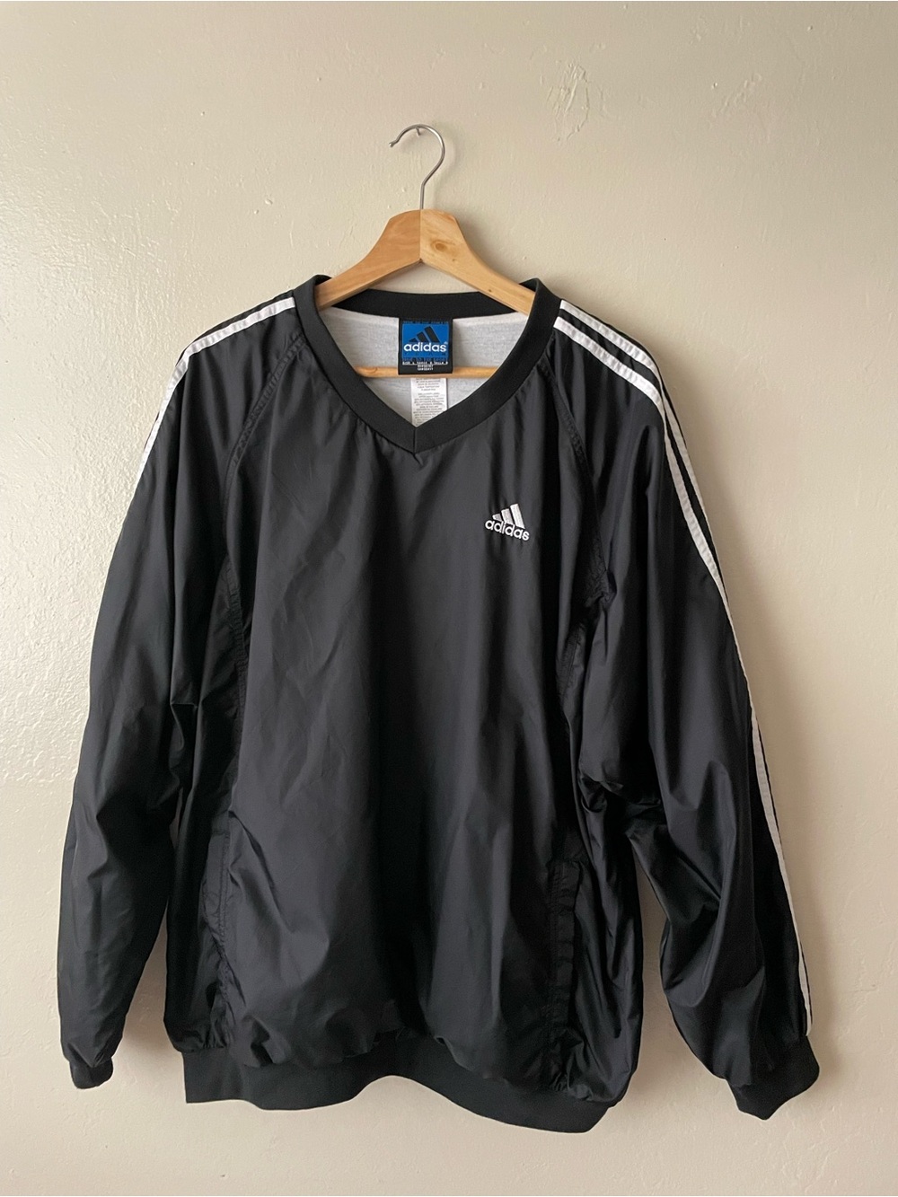 Adidas Men’s Black three stripes Windbreaker Pullover Jacket